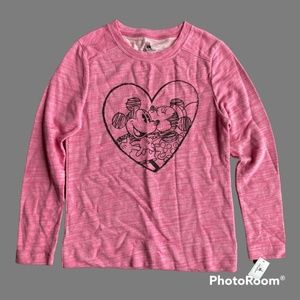 New Womens Size Small Disney Parks Mickey and Minnie Heart Sweatshirt
